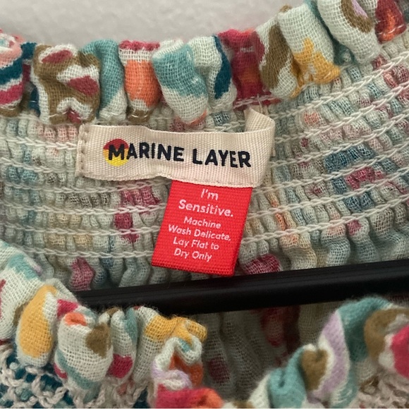 [Marine Layer] NWOT Nora Smocked Multi Paisley Cotton Crop Top XS - Picture 7 of 10